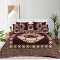Maroon Festive Fancy Jacquard Bed Sheet Set