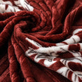 Wavy Maroon Fleece Blanket Set