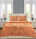 Orange Ordeal Cotton Embroidered Bedsheet Set
