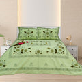 Fresh Green Cotton Embroidered Bed Sheet