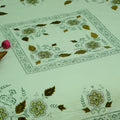 Fresh Green Cotton Embroidered Bed Sheet